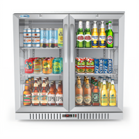 Koolmore Two-Section Back Bar Refrigerator with 2 Glass Swing Doors, Stainless Steel, 7.4 Cu. Ft.