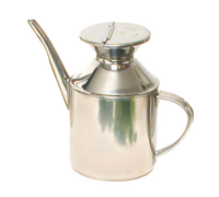 Tabletop Stainless Steel Soy Sauce Dispenser with Handle and Hinged Cover, 13 oz.