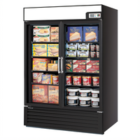 Turbo Air Two-Section Swing Door Glass Door Merchandiser Freezer, 39.88 Cu. Ft., Bottom-Mount, Black, 115V
