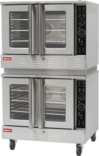 Omcan USA 40-Inch Double Deck Natural Gas Commercial Convection Oven with 6 Shelves