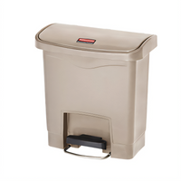 Rubbermaid Slim Jim 4-Gallon Resin Front Step-On Trash Can with Hinged Lid, Beige