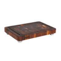 John Boos Boos Block 18 x 12 Inch End-Grain Walnut Cutting Board with Juice Groove and Stainless Steel Bun Feet