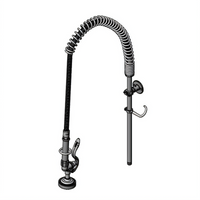Wall-Mounted Spring-Action Gooseneck Pre-Rinse Unit with 44-Inch Stainless Steel Hose and 18-Inch Riser