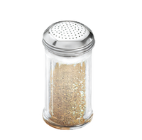 American Metalcraft 12 oz Clear Straight-Fluted SAN Plastic Flour Dredge with Stainless Steel Perforated Top
