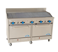 Comstock-Castle 60-Inch Gas Char-Broiler Range with Two Standard Ovens