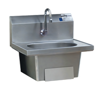 Wall-Mounted Hand Sink with Single Knee Pedal, Skirt, and Gooseneck Faucet