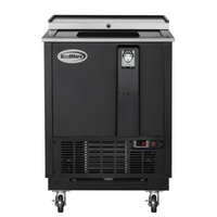 KoolMore 25-Inch Black Commercial Bottle Cooler with Built-In Opener, 5 Cu. Ft.