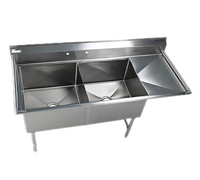 Elite 2-Compartment 16-Gauge 304 Stainless Steel Sink with Right Drainboard