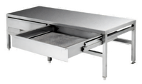 Cleveland Range ST42 Open Base Stainless Steel Equipment Stand with Sliding Drain Drawer and Splash Screen