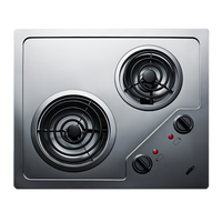 Summit CR2B122 Two-Burner Electric Cooktop with Coil Elements, Stainless Steel, Portrait or Landscape Mount