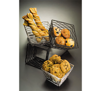 Birdnest Chrome-Plated Wire Square Serving Basket / Riser, 8-Inch Top x 6-Inch Bottom x 4-Inch High