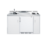 Summit Commercial 60-Inch All-In-One Kitchenette with 2-Burner Electric Coil Cooktop, Sink, and 5.1 Cu. Ft. Refrigerator-Freezer