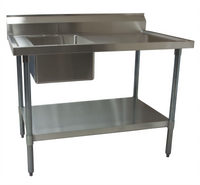 48-Inch x 30-Inch Stainless Steel Prep Sink Table with Left-Hand Sink Bowl and 6-Inch Riser