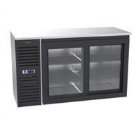 Krowne Two-Section Sliding Glass Door Refrigerated Back Bar Storage Cabinet, 60-Inch Wide, Self-Contained Side-Mounted