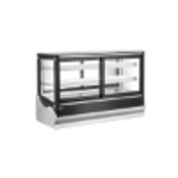 Omcan RE-CN-325B 60-Inch Square Countertop Refrigerated Self-Service Display Case with Front and Rear Glass Doors, Black