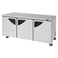 Turbo Air Super Deluxe Series 72-5/8-Inch Wide Three-Section Undercounter Refrigerator, Self-Contained Rear-Mount