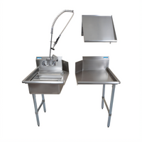 BK Resources 26-Inch Left-to-Right Straight Dish Table Kit, 304 Stainless Steel