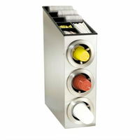 Dispense-Rite Countertop Stainless Steel Cup & Lid Dispensing Cabinet with 3 Adjustable Cup Dispensers