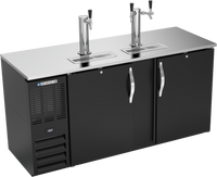 Beverage-Air DDN68HC-B 68-Inch Black Direct Draw Draft Beer Cooler with 2 Doors, 2 Towers, and 3-Keg Capacity