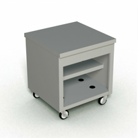 Thurmaduke Solid Top Mobile Utility Counter with Undershelves and Casters, 32 x 32 x 36 Inches, Stainless Steel