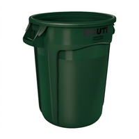 Rubbermaid Commercial BRUTE ProSave 32-Gallon Round Trash Container Without Lid, Dark Green