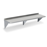 Wall-Mounted Shelf with Center Bracket, 72 x 12 x 10 Inches, 18-Gauge 430 Stainless Steel