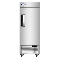 Atosa 1-Section Reach-In Refrigerator with Solid Door, Bottom-Mount Self-Contained Cooling, 8.3 Cu. Ft.
