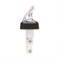 Bar Maid Premium Measured Liquor Pourer, 1-1/4 oz, Clear, Black Collar, 12-Pack
