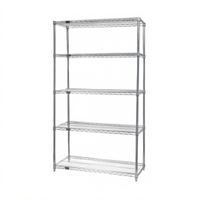 Quantum 24 Inch x 18 Inch x 86 Inch Chrome Plated Wire Shelving Starter Kit with 5 Shelves