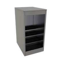 Glastender 18-Inch Open Front Back Bar Liquor Display Cabinet with 3 Steps and LED Lighting