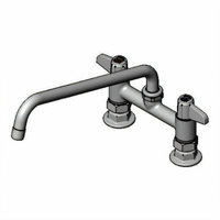 T&S Brass Equip 6-Inch Center Deck-Mount Manual Faucet with 12-Inch Swing Nozzle and Lever Handles