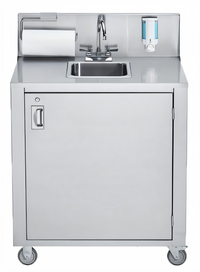 Portable Single-Bowl Stainless Steel Hand Sink with Backsplash, Water Heater Tank & Pump