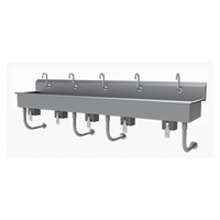 Advance Tabco 5-Station Wall Mounted Knee Operated Hand Sink with Gooseneck Spouts, 100 Inch, 14 Gauge 304 Stainless Steel