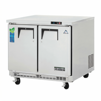 Everest Refrigeration ETBSR2 Two-Section Undercounter/Worktop Refrigerator, 10 Cu. Ft., Rear-Mounted Self-Contained Refrigeration