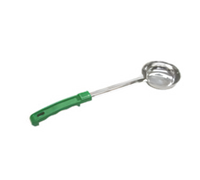 Stainless Steel 4 oz Solid One-Piece Portion Control Ladle with Green Plastic Handle