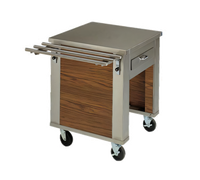 DineXpress Mitered Corner Mobile Serving Counter, Stainless Steel, 36-Inch Height