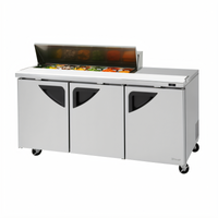 Turbo Air Super Deluxe 72-5/8-Inch Three-Section Sandwich/Salad Prep Table with 12-Pan Opening
