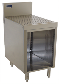 Advance Tabco Prestige Supreme 30-Inch Stainless Steel Underbar Drainboard Cabinet, Open Front, 7-Inch Backsplash