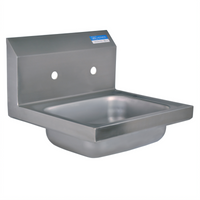 BK Resources Wall-Mount Hand Sink with 14-Inch x 10-Inch x 5-Inch Bowl, 304 Stainless Steel, 8-Inch OC Faucet Holes