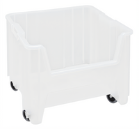 Clear Polypropylene Mobile Stacking Container with 3-Inch Swivel Casters, 17-1/2 x 16-1/2 x 15-1/2 Inches