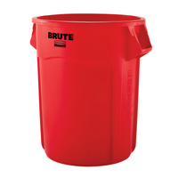 BRUTE 55 Gallon Round Commercial Trash Container Without Lid, Red