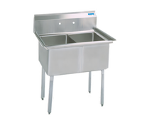 BK Resources Two-Compartment Stainless Steel Sink, 41-Inch Wide, 18-Inch x 18-Inch Bowls