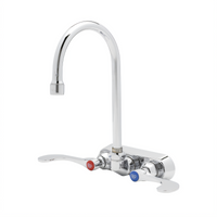 T&S Brass 4-Inch Center Wall-Mount Workboard Faucet with 5-3/4-Inch Swivel Gooseneck and 1.2 GPM Aerator