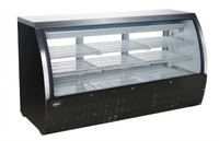 Omcan 64-Inch Full-Service Refrigerated Deli Display Case with Curved Glass Front and Rear Sliding Doors