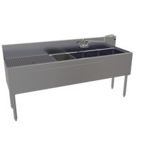 Glastender 72-Inch Four-Compartment Stainless Steel Underbar Sink Unit with 24-Inch Left Drainboard