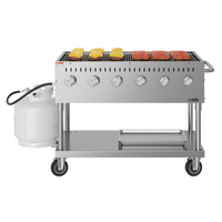 KoolMore 47.6-Inch 6-Burner Mobile Commercial Outdoor Propane Grill Charbroiler