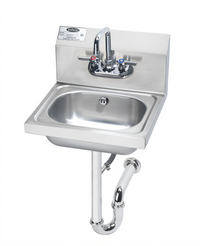 Krowne Wall-Mounted Stainless Steel Hand Sink with Gooseneck Faucet and Backsplash