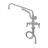 T&S Brass UltraRinse Stainless Steel Single-Hole Deck-Mount Manual Mixing Faucet with 12-Inch Swing Nozzle and 1.5 GPM Spray Arm