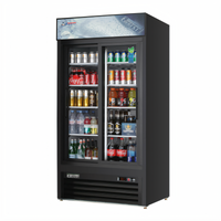 Everest Refrigeration Two-Section Reach-In Glass Door Merchandiser Refrigerator, 33 Cu. Ft., Sliding Doors