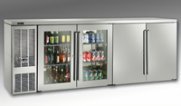 Perlick BBSN92 Four-Section Narrow Door Self-Contained Side-Mounted Back Bar Refrigerator, 92-Inch Wide